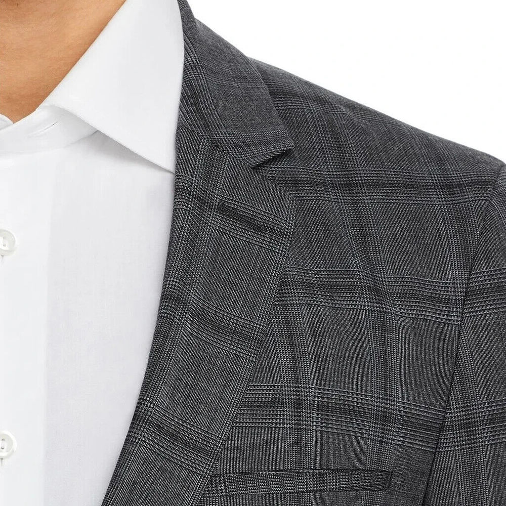 HUGO Boss Anfred Plaid Extra Slim Fit Suit Jacket 40 R 40R Charcoal Rtl $445 - Picture 4 of 5